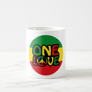 Mug One Love, Reggae design avec des couleurs reggae
