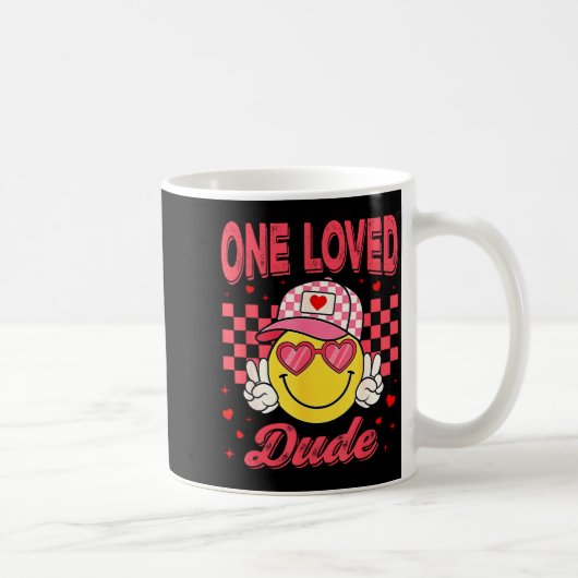 Mug One Loved Dude Checkered Heart Valentines Day Boys (Droite)