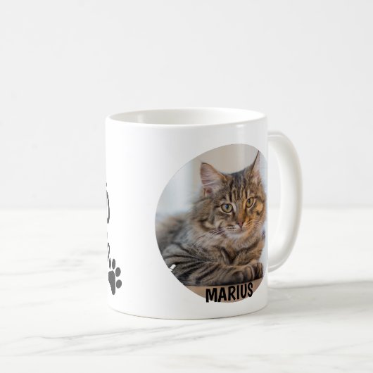 Mug One Photo Best Cat Dad Ever Pet Paw Prints (Devant droit)