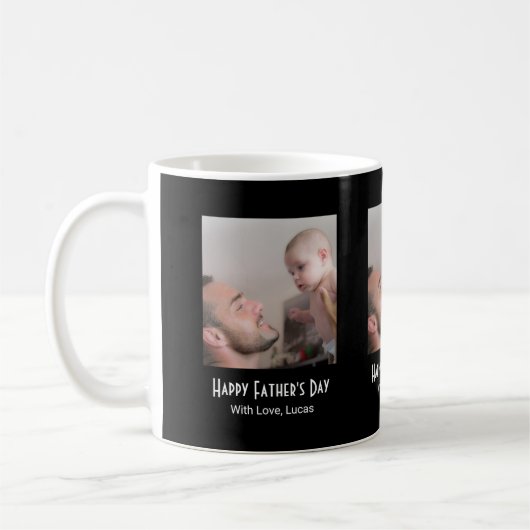 Mug One Photo Happy Father's Day Black White (Gauche)
