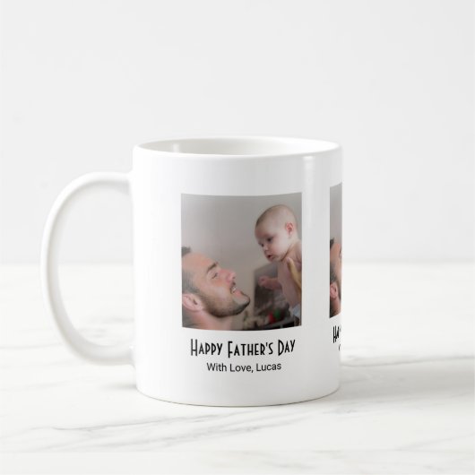 Mug One Photo Happy Father's Day Black White (Gauche)