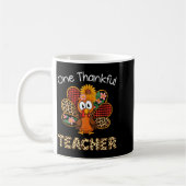 Mug One Thankful Teacher Funny Cute Turkey Thanksgivin (Gauche)