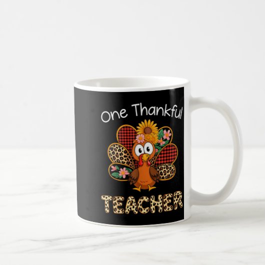 Mug One Thankful Teacher Funny Cute Turkey Thanksgivin (Droite)
