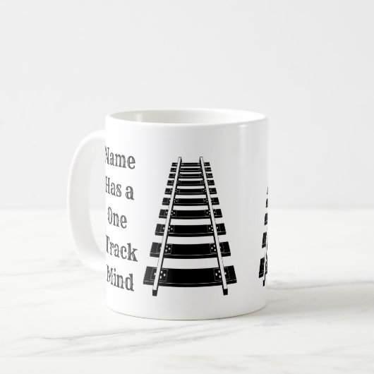 Mug One Track Mind Add Name Personalize Funny Train (Devant gauche)