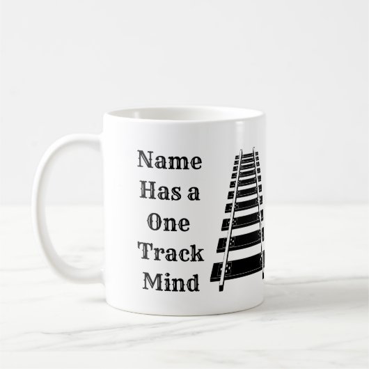 Mug One Track Mind Add Name Personalize Funny Train (Gauche)