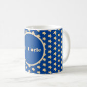 Mug #One Uncle Simple Gold Star sur Arrière - plan ble (Devant droit)