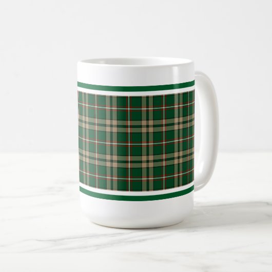 Mug O'Neill Tartan Tan et Green Irish Plaid (Devant droit)