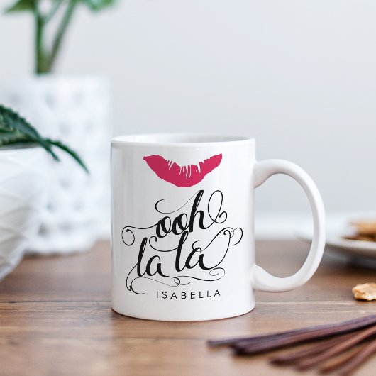 Mug Ooh La La Hot Rose Lip Imprimer Typographie