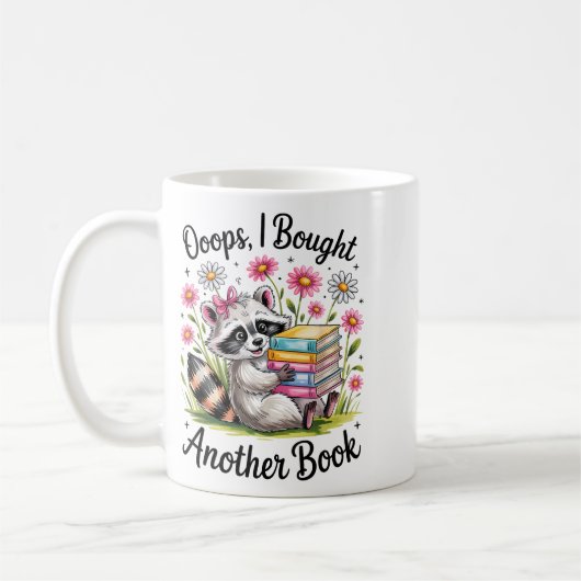 Mug Oops I Bought Another Book Funny Cute Raccoon Read (Gauche)