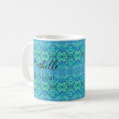 Mug Opal Mandala Motif tons bleu vert (Devant gauche)
