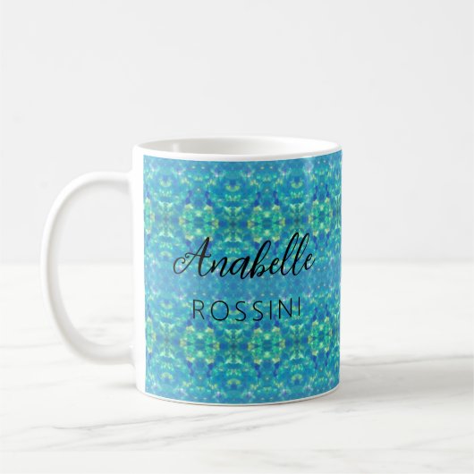 Mug Opal Mandala Motif tons bleu vert (Gauche)
