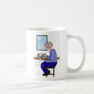 Mug Opérateur radio masculin gris de jambon de cheveux