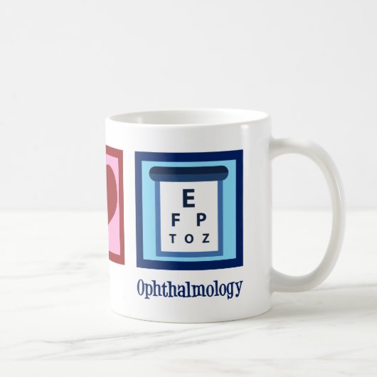 Mug Ophthalmologue Peace Love Ophtalmologie (Droite)