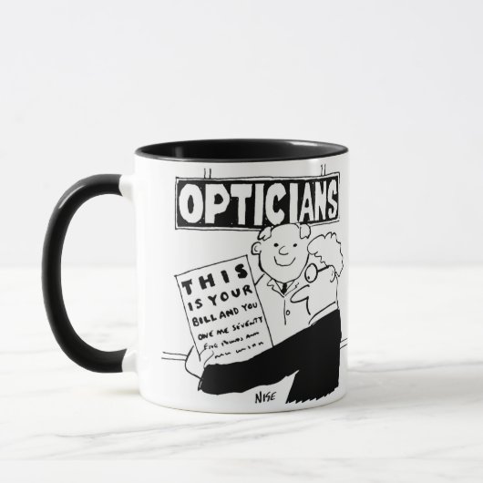 Mug Optician Présente Son Projet De Loi. Drôle dessin  (Gauche)