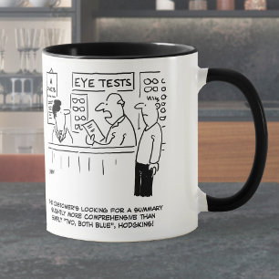 Mug Opticien faisant un test de vue trop simpliste