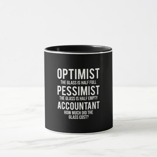 Mug Optimist Pessimist Comptable Costume de verre cade (Centre)