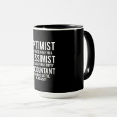 Mug Optimist Pessimist Comptable Costume de verre cade (Devant droit)