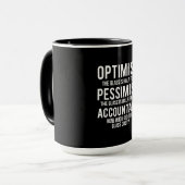 Mug Optimist Pessimist Comptable Costume de verre cade (Devant gauche)