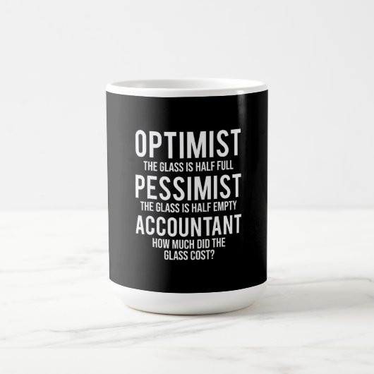 Mug Optimiste comptable pessimiste costume de verre ca (Centre)