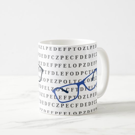 Mug Optometrist Optician Eye Test Chart and Specs (Devant droit)