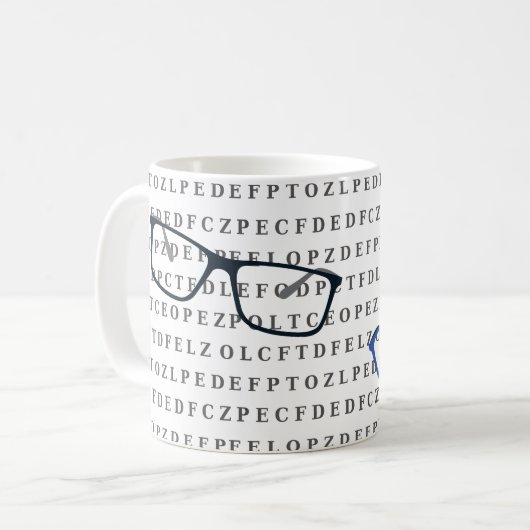 Mug Optometrist Optician Eye Test Chart and Specs (Devant gauche)