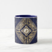 Mug Opulence ornée | Flouris bleu et or bijoux (Centre)