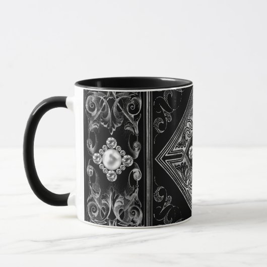 Mug Opulence ornée | Flourissement des bijoux noir et  (Gauche)