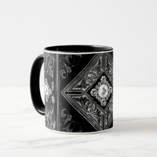 Mug Opulence ornée   Flourissement des bijoux noir et 