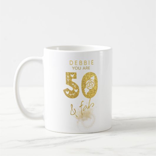 Mug Or 50 et Fab Personnalisé (Gauche)
