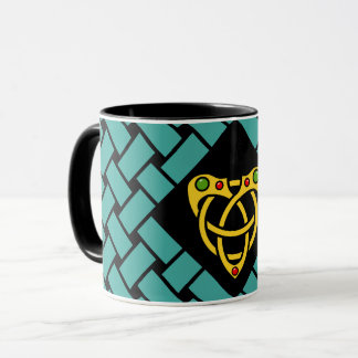 Mug Or/aqua/bandes noires/armure, noeud celtique de