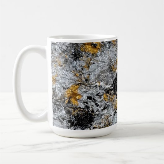Mug Or, argent et noir - œuvre d'art faite à la main (Gauche)