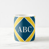 Mug Or/bandes bleues/blanches, rayures, initiales de (Centre)