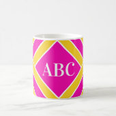 Mug Or/bandes de rose/blanches, rayures, initiales de (Centre)
