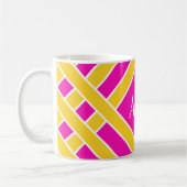 Mug Or/bandes de rose/blanches, rayures, initiales de (Gauche)