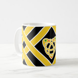 Mug Or/bandes/rayures de noir/blanches, noeud celtique