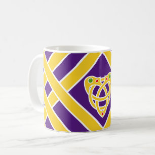 Mug Or/bandes/rayures pourpres/blanches, noeud