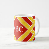 Mug Or/bandes rouges/blanches, rayures, initiales de (Devant droit)