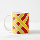Mug Or/bandes rouges/blanches, rayures, initiales de (Gauche)