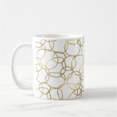 Mug Or Blanc Glamour Cercles Monogramme Élégant (Gauche)