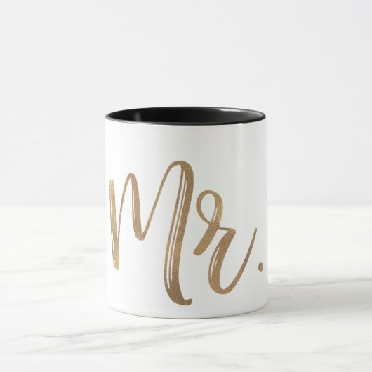Mug Or & Blanc Typographie Monsieur Moderne Minimalist (Centre)