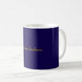 Mug Or & Bleu Foncé Couleur Professionnel Plain Propre (Devant droit)