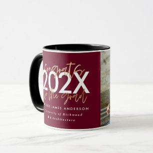 Mug or bordeaux moderne script grise photo