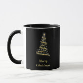 Mug Or brillant sapin de Noël noir (Gauche)