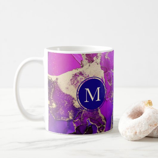 Mug Or céleste violet et Abstrait rose (Avec donut)