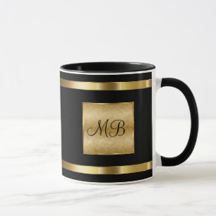 Mug Or chic de monogramme et couleur noire