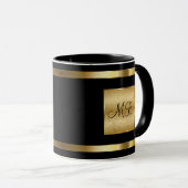 Mug Or chic de monogramme et couleur noire (Devant droit)