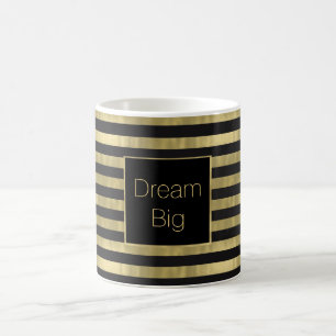 Mug Or chic et grand noir de rêve de rayures