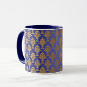 Mug Or de damassé sur le bleu royal (Devant gauche)