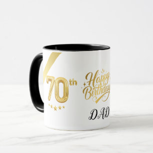 Mug Or Élégant 70e Anniversaire (Personnaliser) Papa