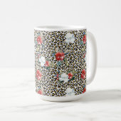 Mug Or Empreinte de léopard Rouge Blanc Floral (Devant droit)